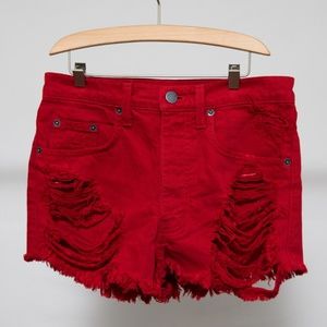 GORGEOUS Carmar Red Distressed Denim Shorts